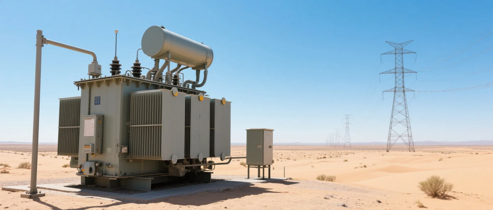Oil immersed transformer in the desert