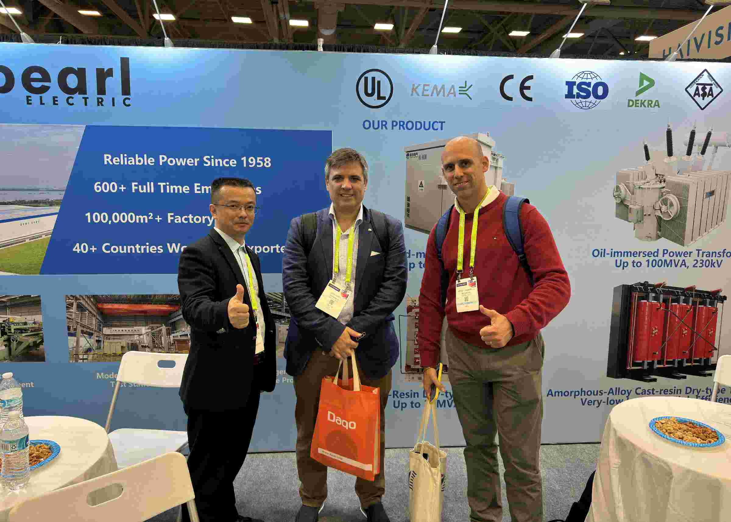 Transformer sales engineer posing for a photo with a client