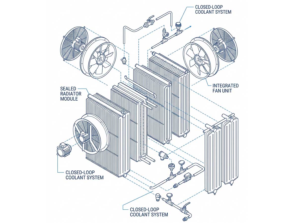exploded view of a power distribution transformer